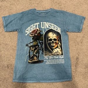 Pacsun Sight Unseen T-Shirt Graphic Skull Rose Cards New T-Shirt Size Large